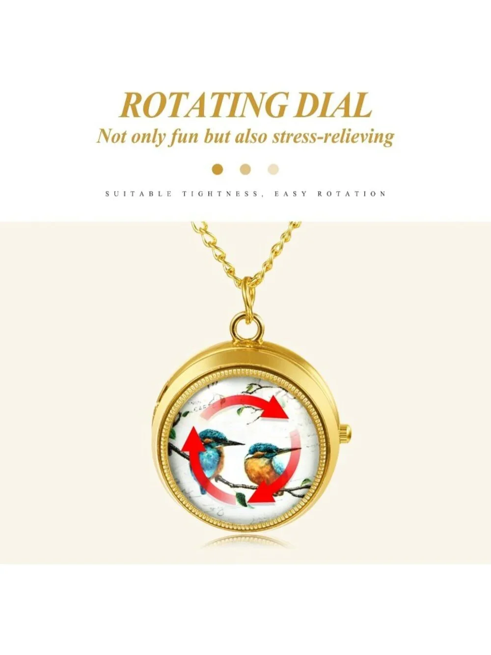 Women's Gold Analog Quartz Birds Vintage Pendant Necklace Chain Pocket Watch